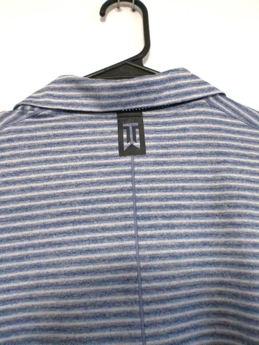 Nike Dri-FIT Golf Polo Shirt Blue Striped Tiger Woods TW Logo Men’s Large - Picture 4 of 4
